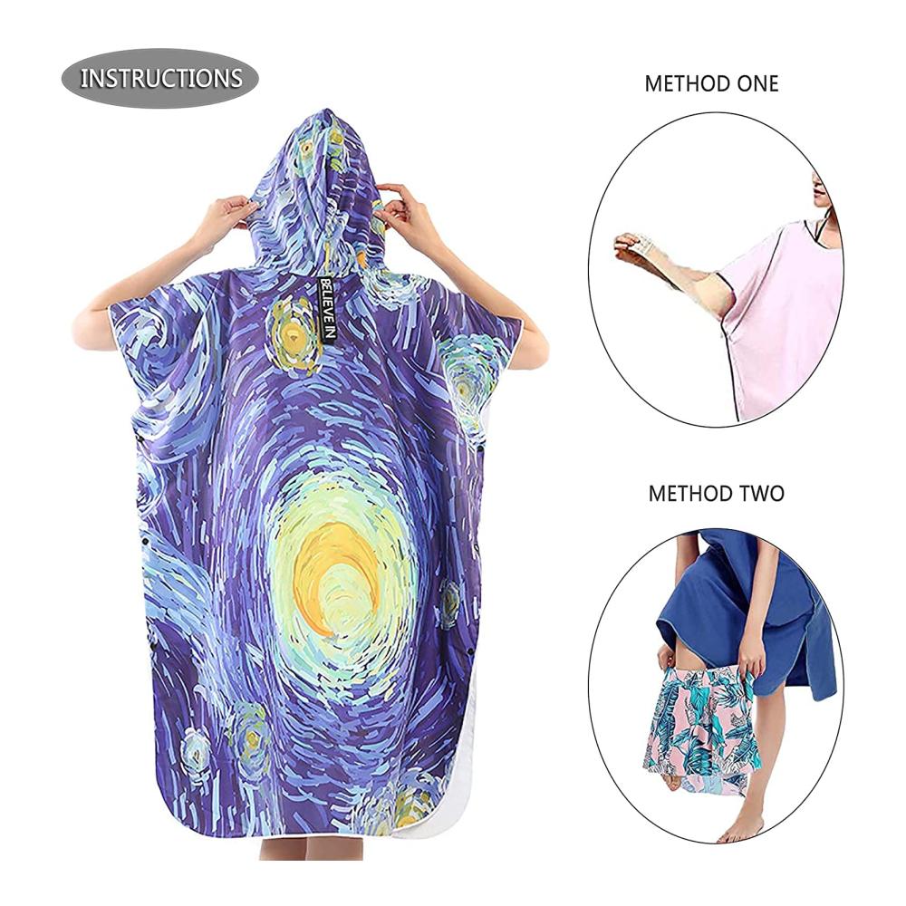 Surf Poncho & Kapuzenhandtuch - Wickeltuch Robe aus Dicker Mikrofaser für Erwachsene Schnell Trocknend und Warmhaltend beim Surfen und am Strand - Leichte und Bequeme Kleidung Wechseln