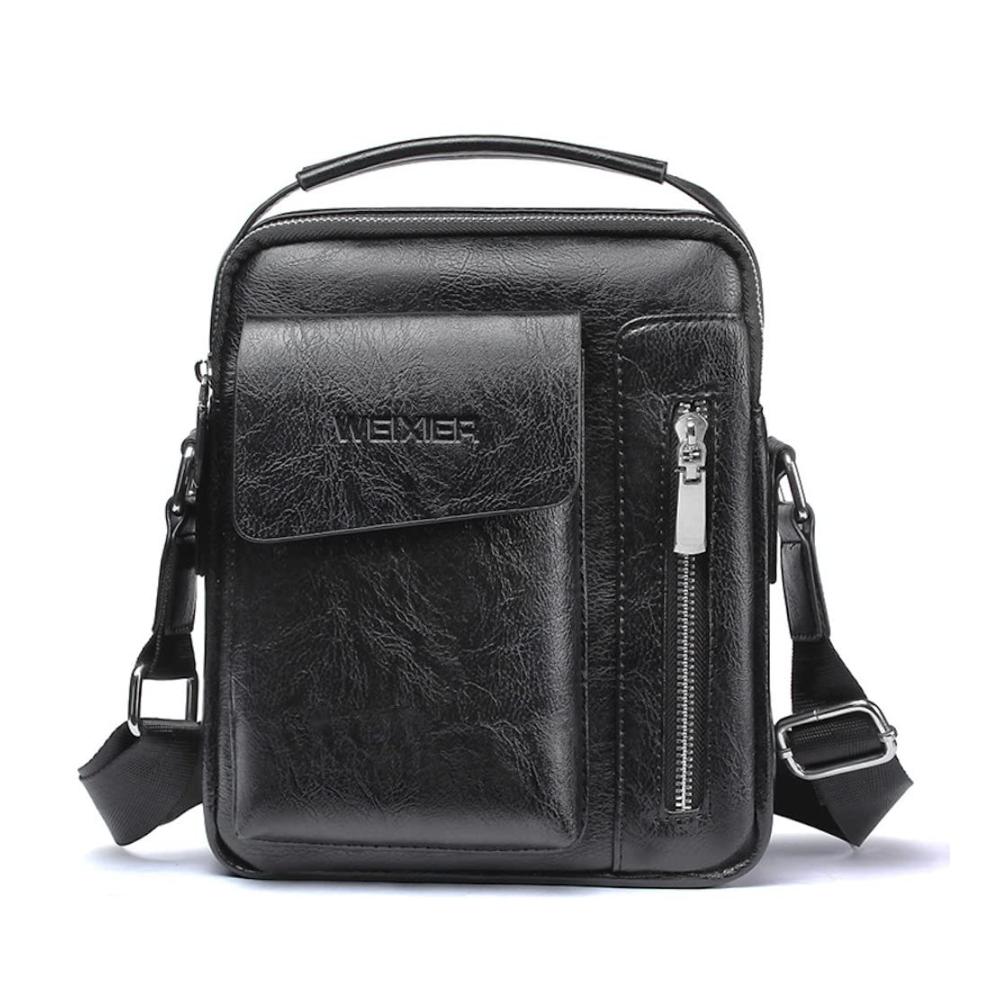 Herren Schultertasche Crossbody Messenger Bag aus hochwertigem PU Leder für Reise Alltag und Business