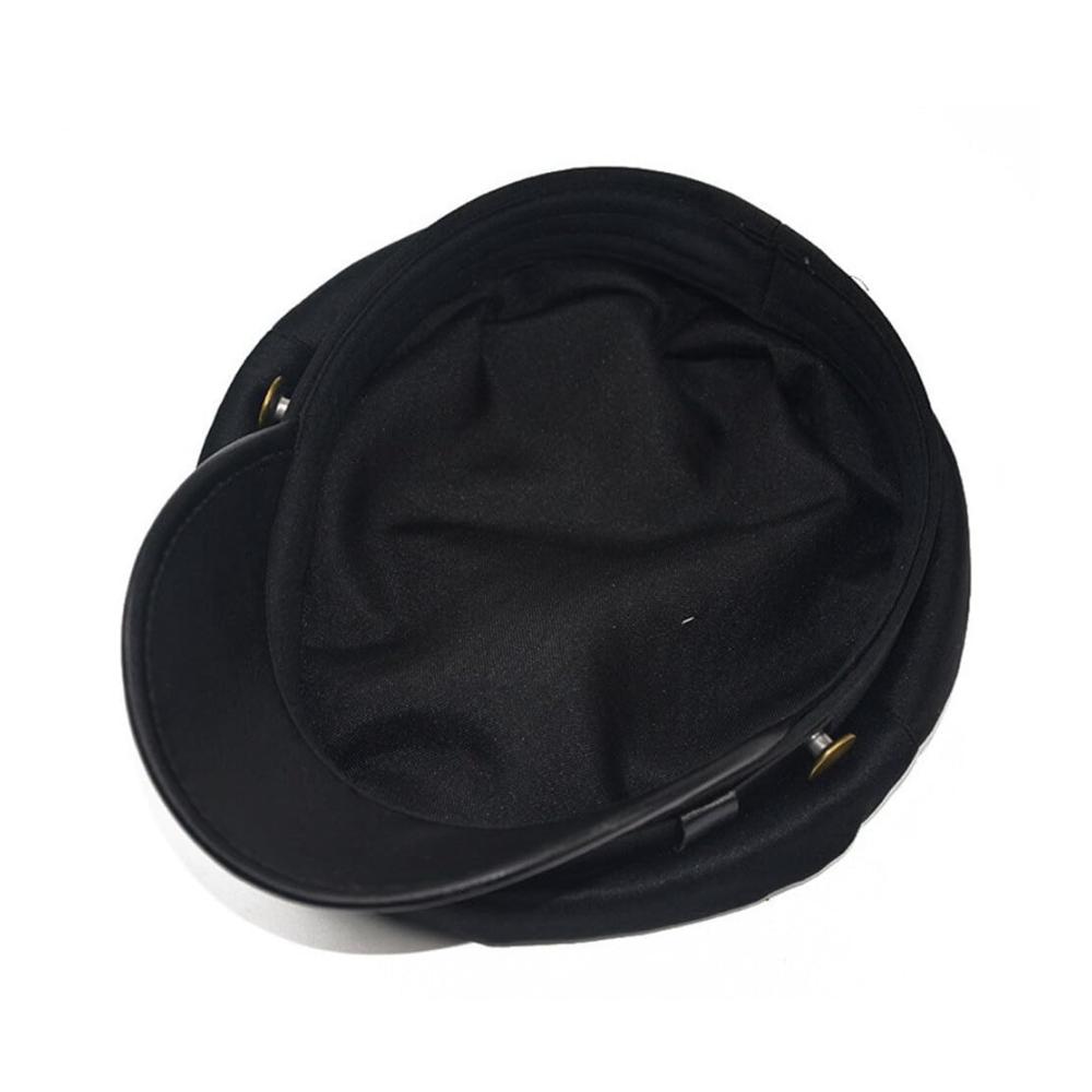 Schwarzer Vintage Newsboy Cap – Stilvolle Baskenmütze für Taxi Fahrer Kostüme mit Peaked Beret Design und Kapitän Sailor Charme