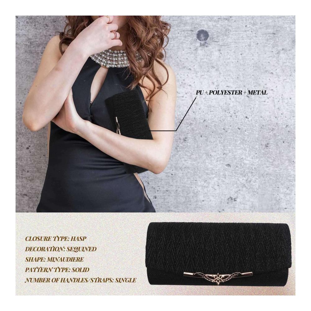 Damen Clutch Handtasche in Schwarz für Partys Hochzeiten und besondere Anlässe