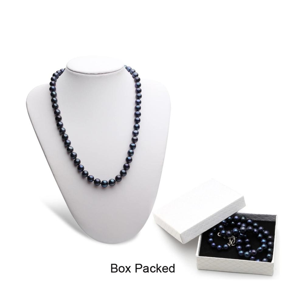 8-9mm Echte Schwarze Perlenhalskette aus Süßwasser in 925 Silber - Ideal als Hochzeits- oder Muttertagsgeschenk Natürlicher Schmuck in Perfektion (Länge 70cm Perlengröße 8-9mm