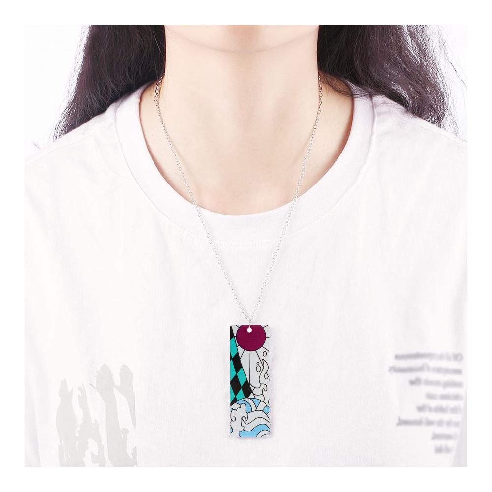 24-teiliges Demon Slayer Anime Schmuck-Set Tanjiro Ohrringe Halskette und Sticker