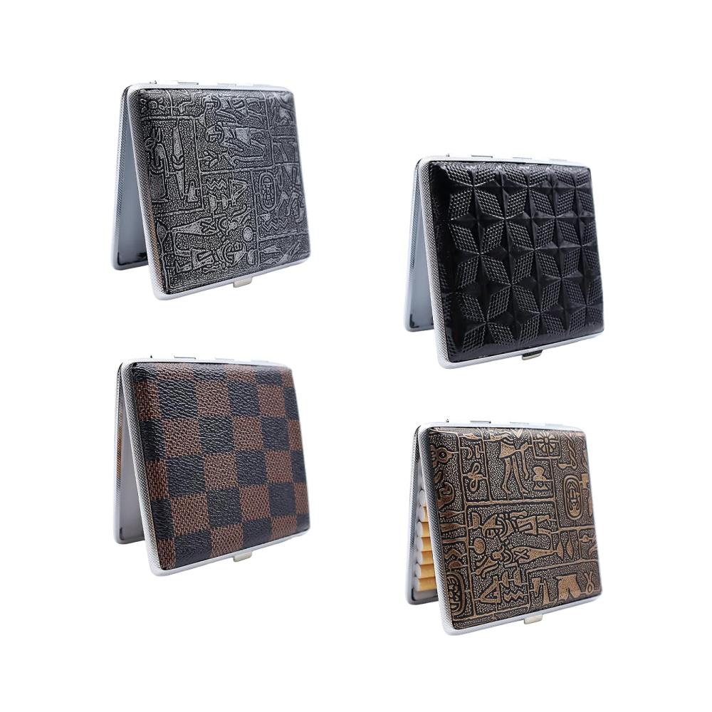 Natürlich hier ist mein Vorschlag
Premium Zigarettenetuis Set 4 Stück | Leder Metall PU | Zigarettenschachtel Schwarz | Edelstahl Zigarettenbox mit Schnappverschluss | Retro Metall Zigarettencase