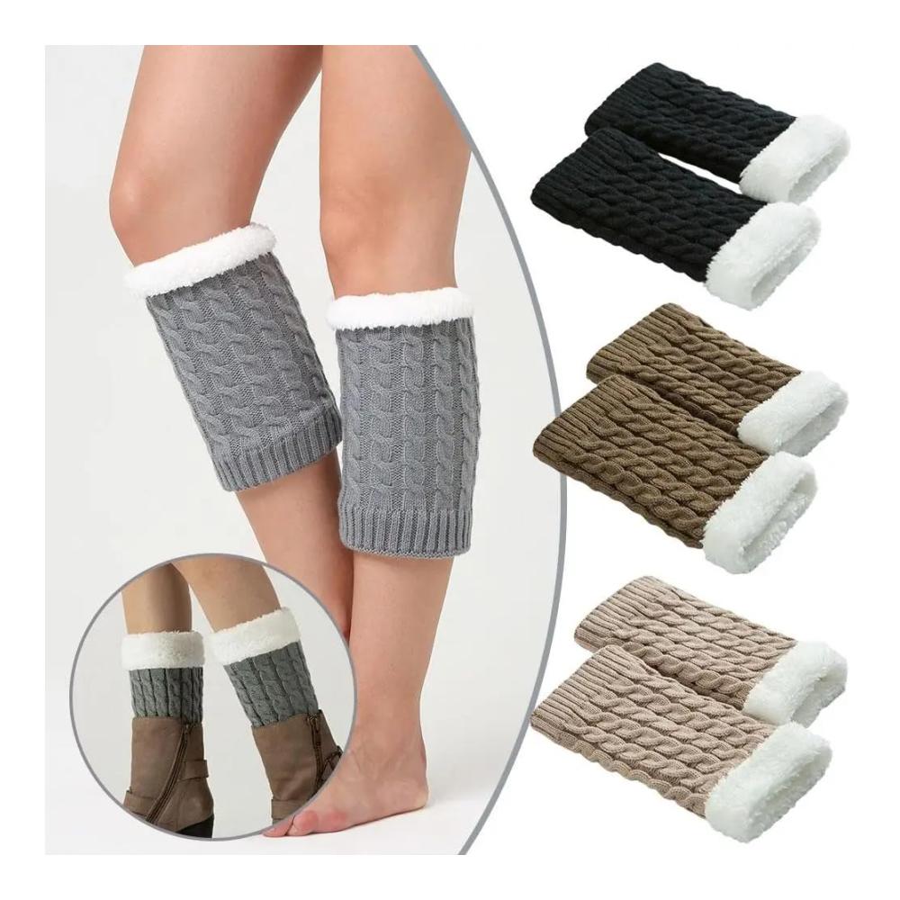 Winter Stulpen für Damen - Kurze Gestrickte Beinwärmer mit Häkelarbeit Pulswärmer und Leg Warmers für Stiefelabdeckung