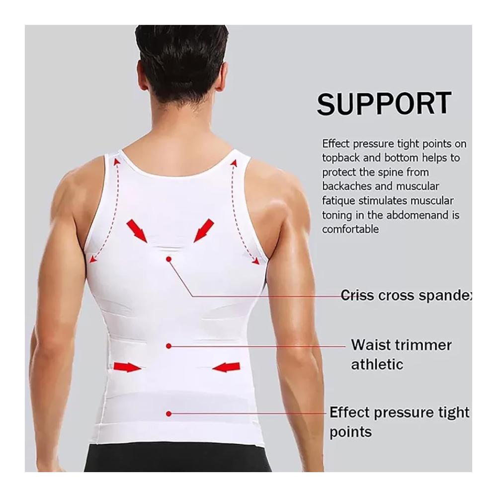 Herren Body Shaper Tank Top 2er-Pack | Shaperluv Male Shaper Abs Slimming Unterhemden | Shaperluv Body Shaper Shirt (Schwarz XXL