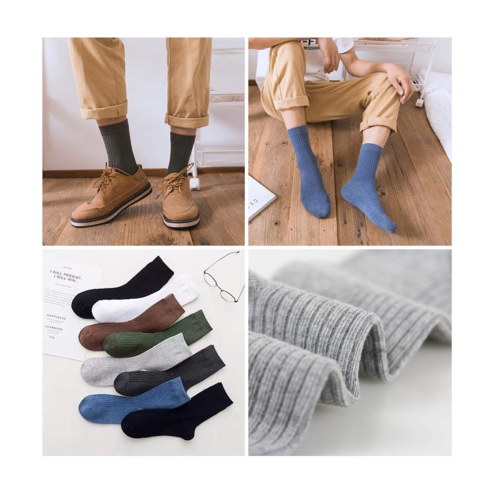 8 Paar Herrensocken Größe 39-44 Baumwollmischung für Komfort im Winter und Herbst - Atmungsaktive warme sportliche Pure-Farbe-Socken