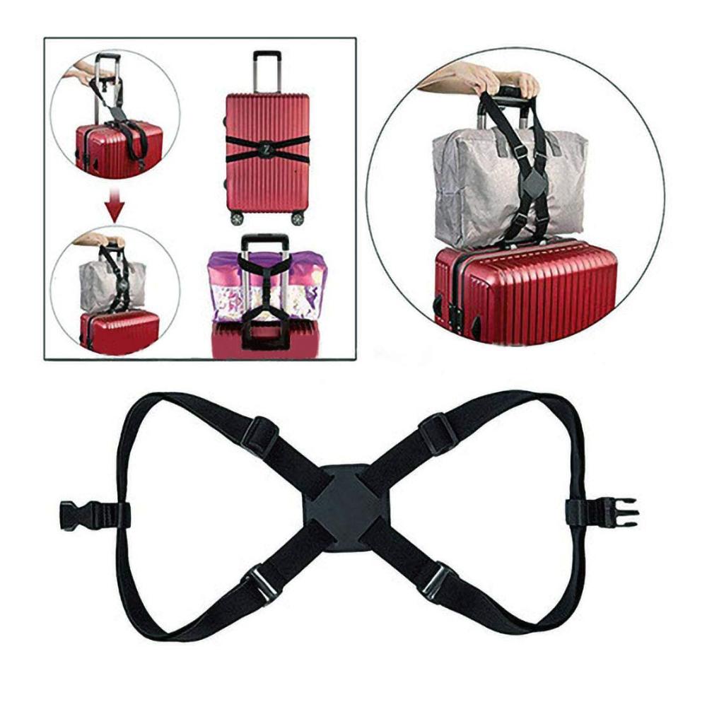 Elastische Gepäckgurte - 2 Stück Schwarz | Verstellbare Kofferbänder für Rucksack Reisetasche und Handgepäck