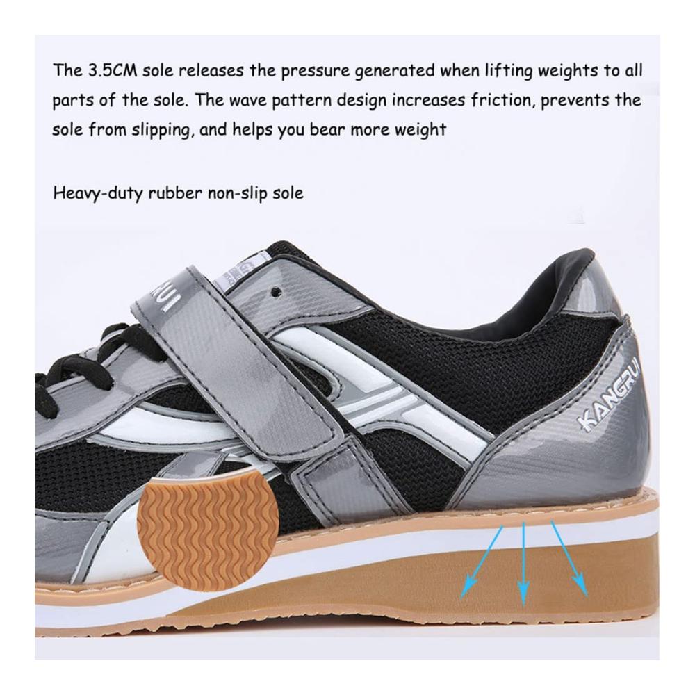 Hallen- & Fitnessschuhe Optimierte Gewichtheberschuhe für Powerlifting & Bodybuilding – Ideale Squats mit 3.5cm Sohle – Damen und Herren Trainingsschuhe für Fitness Gym Gewichtheben Crossfit – Kniebeugen leicht gemacht (Größe 35-46