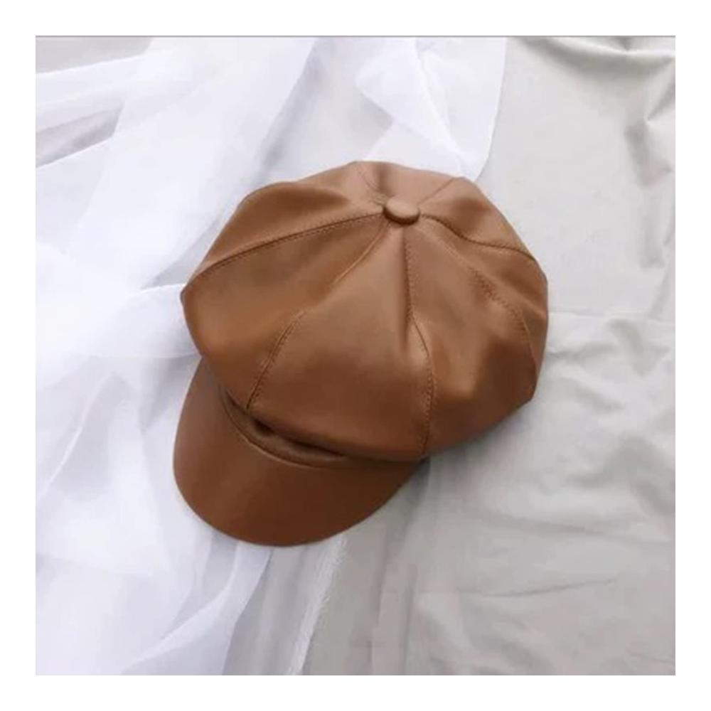 Baskenmützen & Barette für Damen und Herren - Klassische Achteckige Newsboy-Kappe aus hochwertigem PU-Leder - Perfekt für den Herbst und Winter