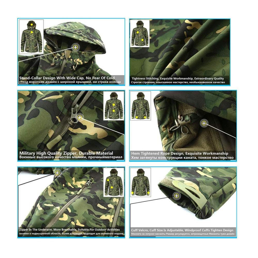 Soft Shell Tactical Military Jacket - Wasserdichte Fleece-Jacke für Männer (XXL