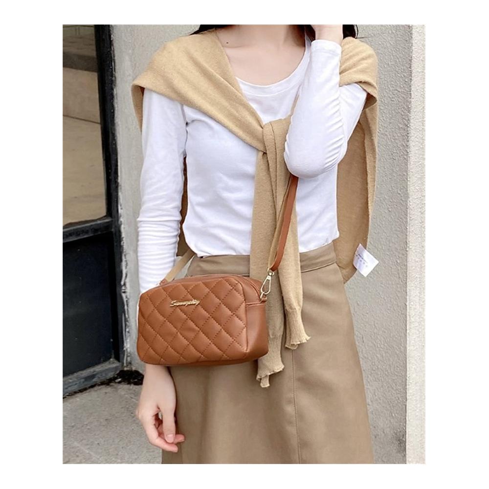 2023 Trendy Leather Quilted Messenger Bag - Stylish Crossbody Purse for Women with New Embroidered Design
