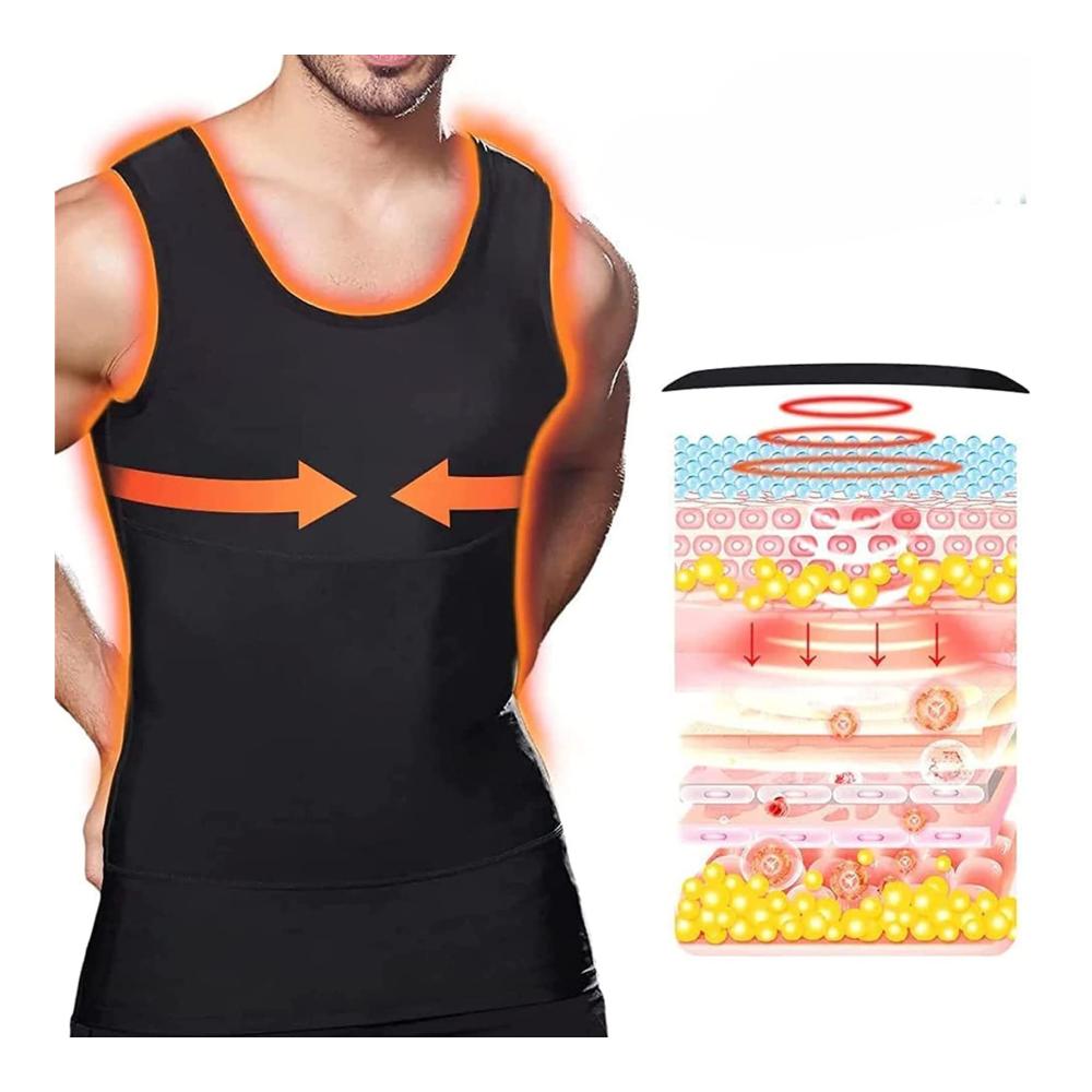 Mansottile Ion Compression Tank Top for Men - Gynecomastia Shaping Vest L/XL Size