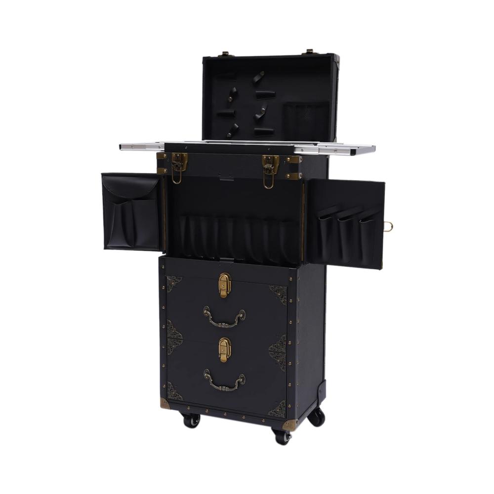 4-in-1 Kosmetikkoffer Trolley Rollender Friseur & Make-Up Koffer Abschließbar Aluminium Ohne Inhalt – EU Lager