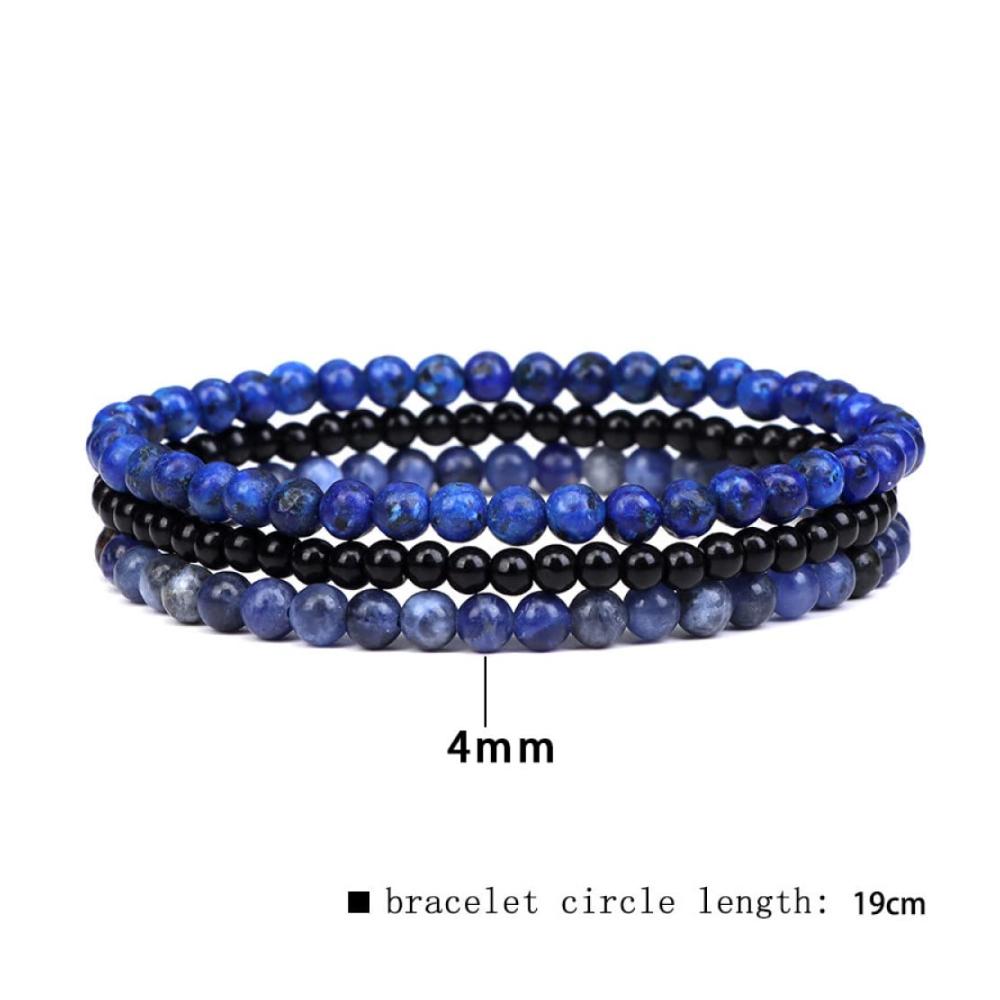 3-teiliges Set Natürliche Afrikanische Türkis Perlen Armbänder - Verstellbar Stapelbar & Chakra-Reiki Schmuck für Frauen und Männer