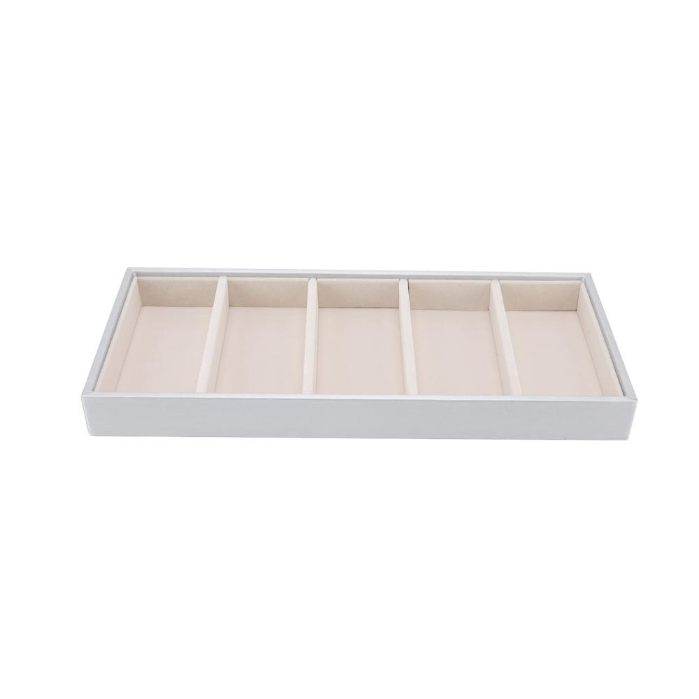 Brillenetui Organizer für Sonnenbrillen mit 5 Fächern Leder Aufbewahrungskoffer - Sbox Gläser Tablett für Damen und Herren (Silber Grau