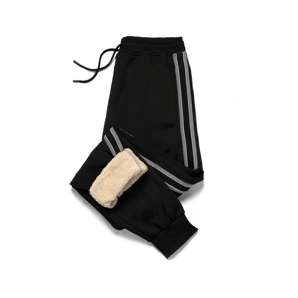 Herren Fleece Jogginghose AOTORR – Winter Warm Casual Thermohose Trainingshose in Schwarz (Größe 41-44.5