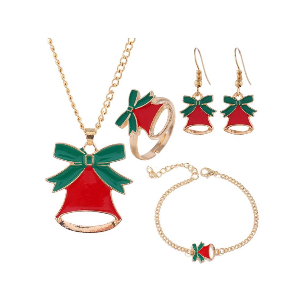 Festliche Schmuck-Sets Weihnachtsbaum Weihnachtsmann & Elch – Damen Ohrstecker Armband Ringe für das perfekte Weihnachten Geschenk