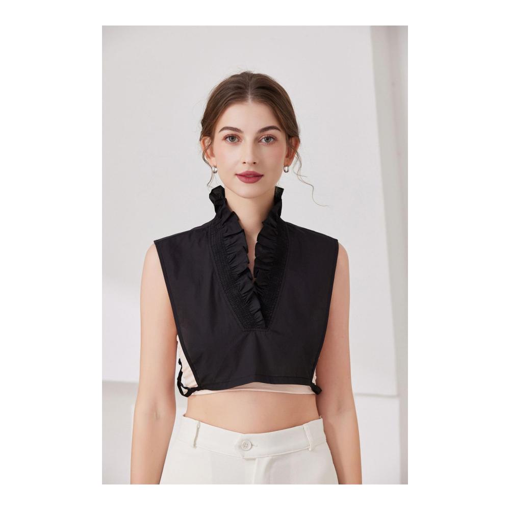 1 PCS Damen Blusen & Tuniken mit Abnehmbarem Stehkragen - V-Ausschnitt Hemdbluse für Damen Krageneinsatz Halb Gefälschtes Shirt Oberteil