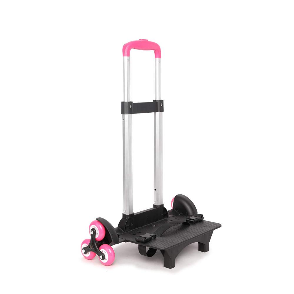 Faltbarer Kinder-Trolley mit 6 Rädern in Rosa für Schultaschen und Gepäck - Praktischer Handwagen für Schülerreisen mit Schnallen