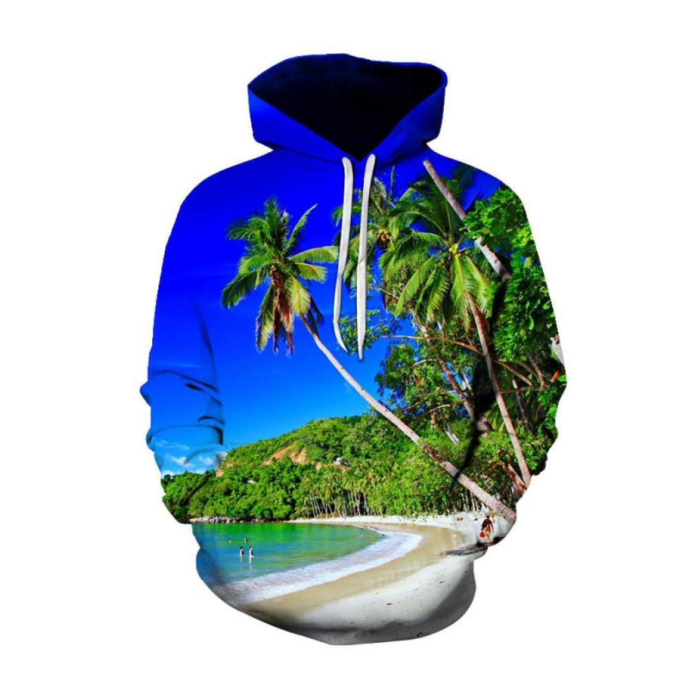 3D Gedruckter Strandlandschaft Kapuzenpullover – Modischer Pullover für entspannte Tage