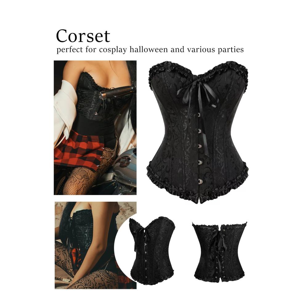 Overbuste Korsett Plus Size - Sexy Lace Up Dessous mit Riemen Kunststoffknochen und Bustier-Top