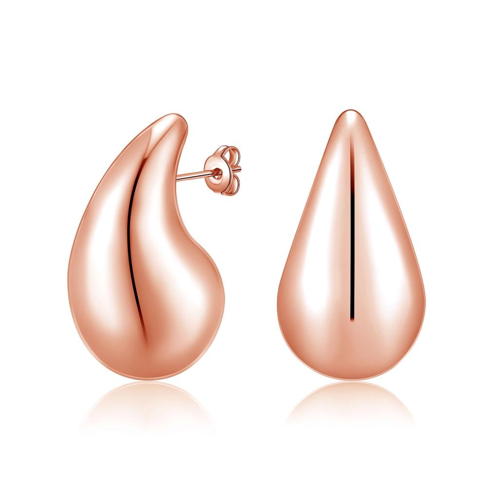 18K Gold Chunky Hoop Earrings – Damen Creolen Schmuck Set mit Waterdrop Design Hypoallergene Vergoldete Ohrstecker für Frauen und Mädchen