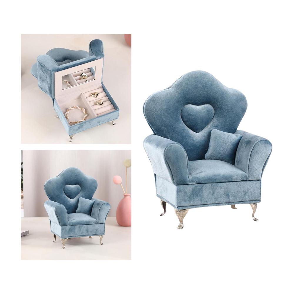 Blauer Schmuckständer für Wohnzimmer und Schminktisch - Praktischer Schmuckschatullenkoffer Sofa-Accessoire - Maße 15 x 85 x 195 cm