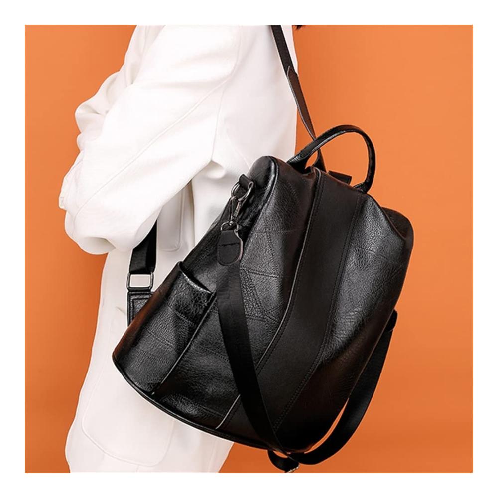 Damen Rucksackhandtasche Diebstahlsicherer Vintage-Look mit Weichem PU-Leder - Großer Grüner Rucksack für Frauen