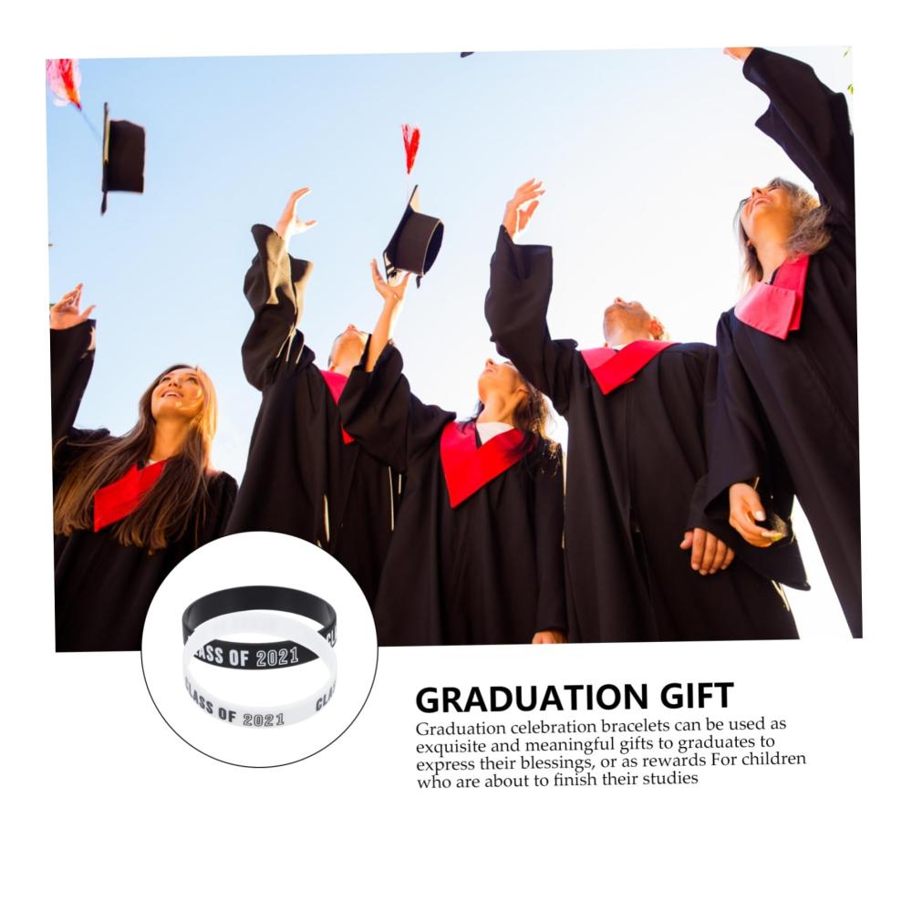 10 Stück Graduierungsarmbänder 2021 - Perfekte Abschlussgeschenke für Studenten - Silikonarmbänder im modischen Design
