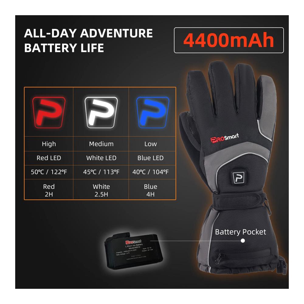 Heizbare Handschuhe 4400mAh - Elektrischer Thermo-Wärmehandschuh für Outdoor Skifahren Winter - Herren/Damen
