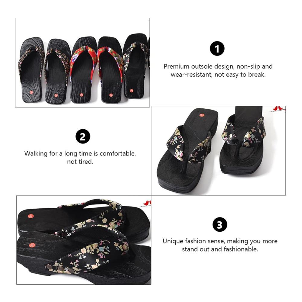 Damen Japanische Holzkeil Sandalen - Sommer High Heel Flip-Flops für Outdoor-Mode am Strand - Böhmische Plattform Schuhe (23.0 cm 6US 36.5EU 3.5UK