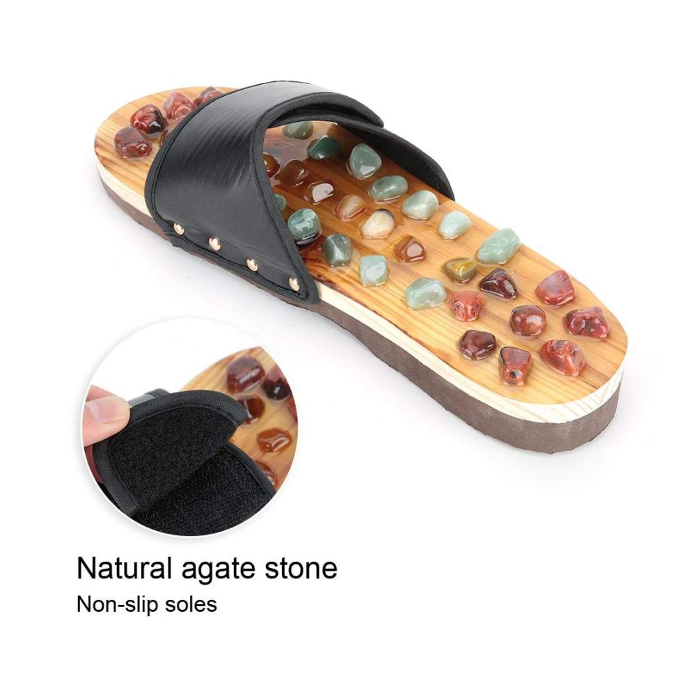 Achat Stein Fußmassage Hausschuhe für Gesundheitspflege - Unisex Sandalen zur Fuß Acupoint Stimulation Schwarz (Größe 39