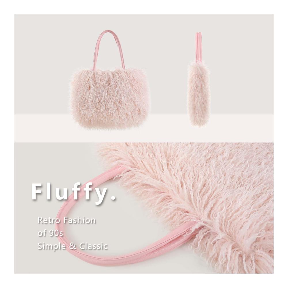 Flauschige Henkeltasche für Damen Große Furry Tote Bag aus Kunstfell für den Winter