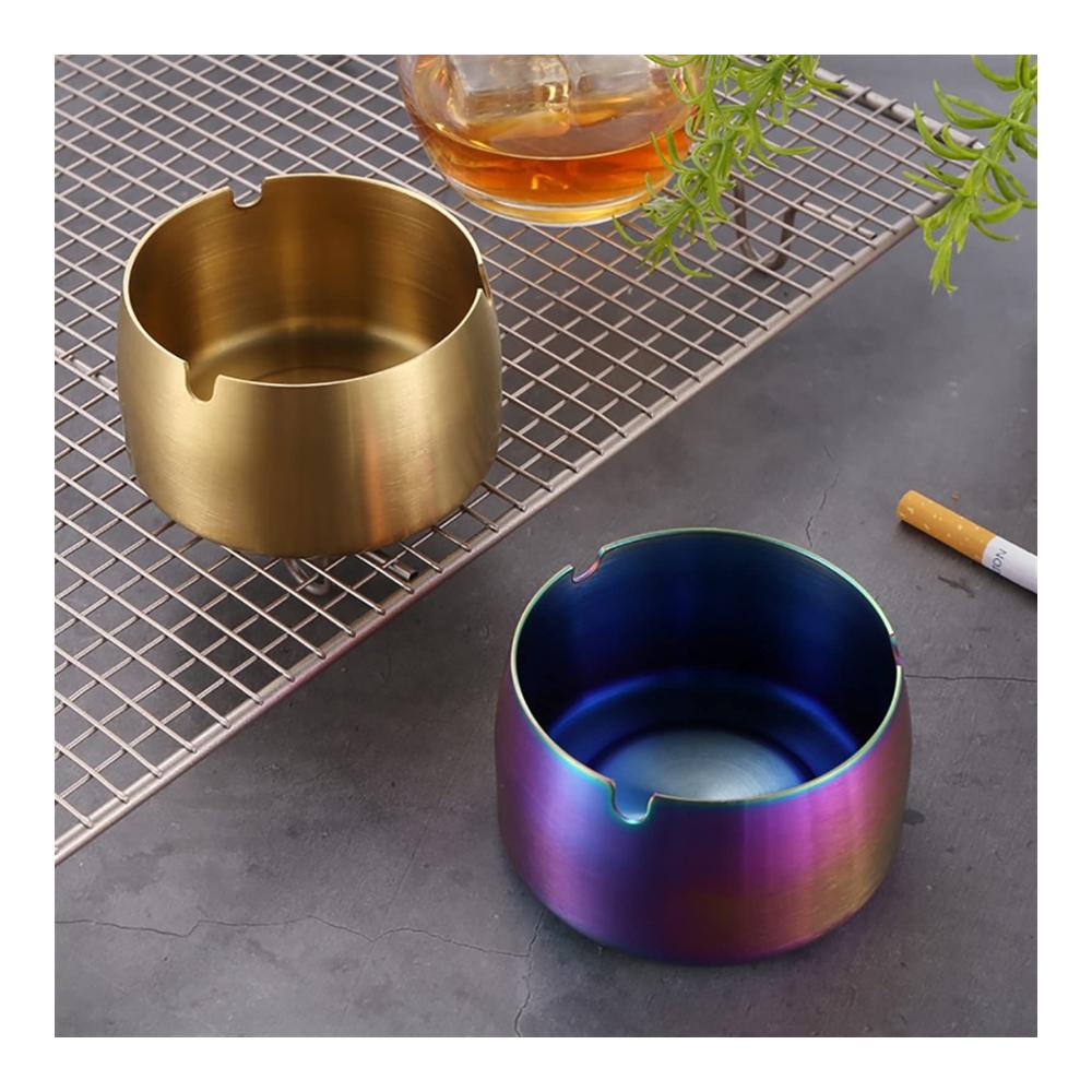 Metall-Edelstahl-Aschenbecher | Taschenaschenbecher ohne Deckel | Zigaretten-Aschenbecher mit süßer Katze für den Außenbereich | Raucher-Accessoire in Violett