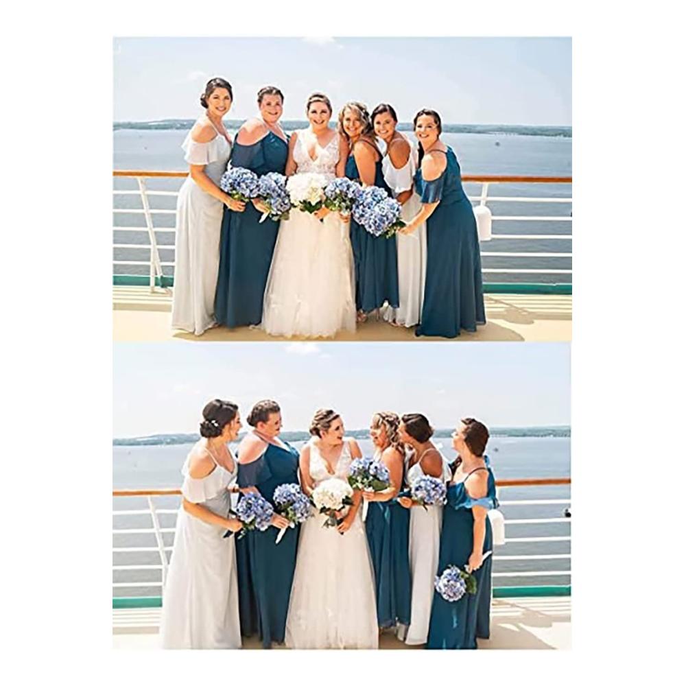 Abendkleider Damen lang – Elegante A-Linie Chiffon Ballkleider mit Schulterfreiheit und Spaghetti-Trägern für formelle Anlässe