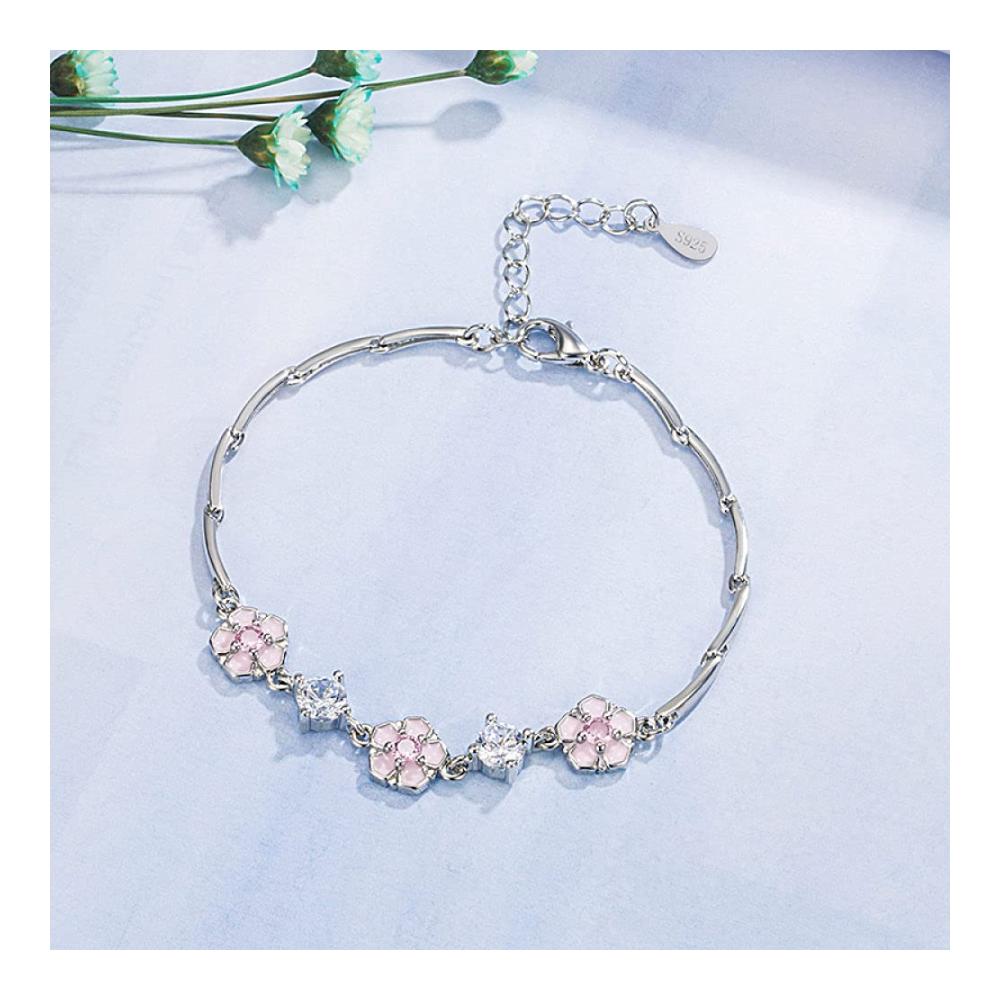 925er-Sterlingsilber Kirschblüten Damen-Armband - Exquisites Schmuckstück für stilvolle Frauen