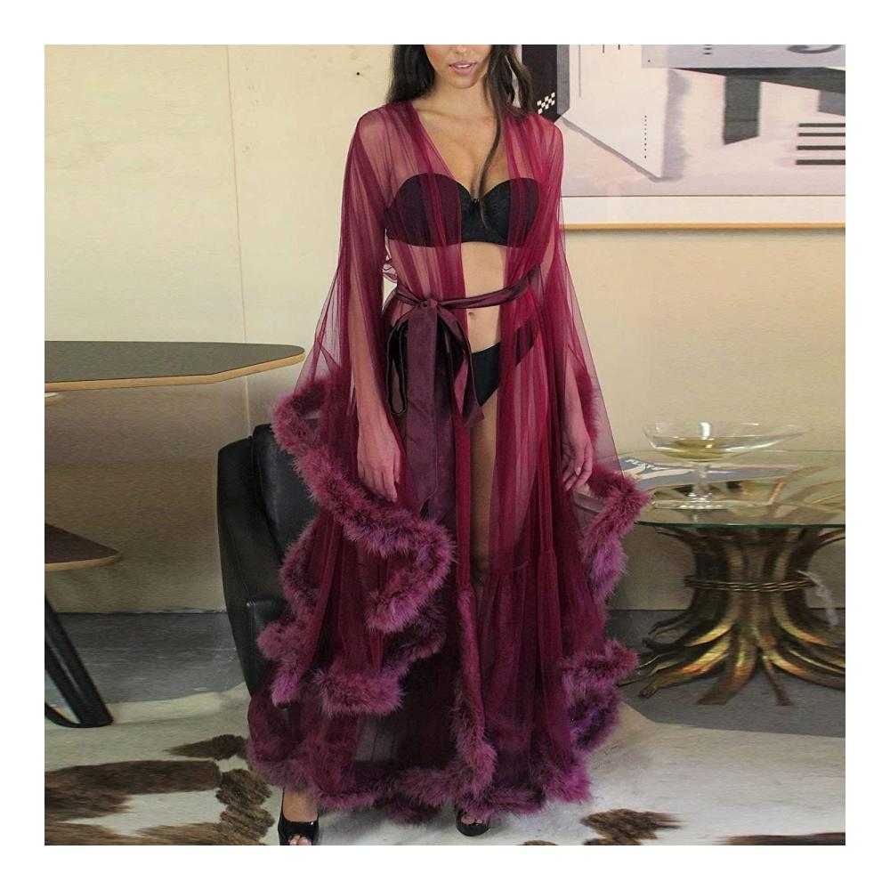 Mesh Sheer Umstandskleid mit Glockenärmeln - Elegantes Brautkleid für Damen in Einheitsgröße perfekt für Hochzeitsfotoshootings