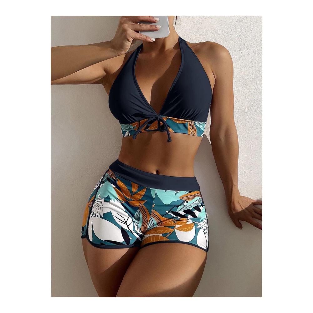 Adorling Damen Bikini Set - Sexy Lace Up Bademode mit Wickeloptik V-Ausschnitt und Zweiteiligem Badeanzug