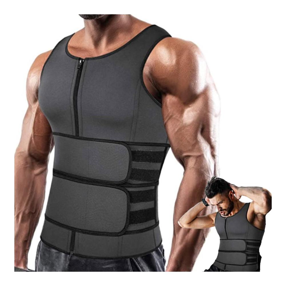 Herren Kompressionsweste Schlankheitsbody mit doppeltem Bund Sport Tanktop für bequeme Shapewear