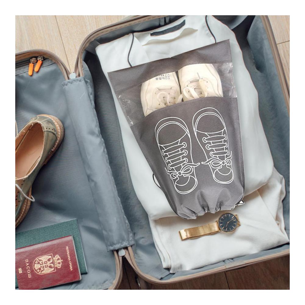 5-teilige Schuhtaschen-Set für Reise und täglichen Gebrauch – Groß staubdicht wasserdicht grau mit transparentem Fenster und Schuhbezug