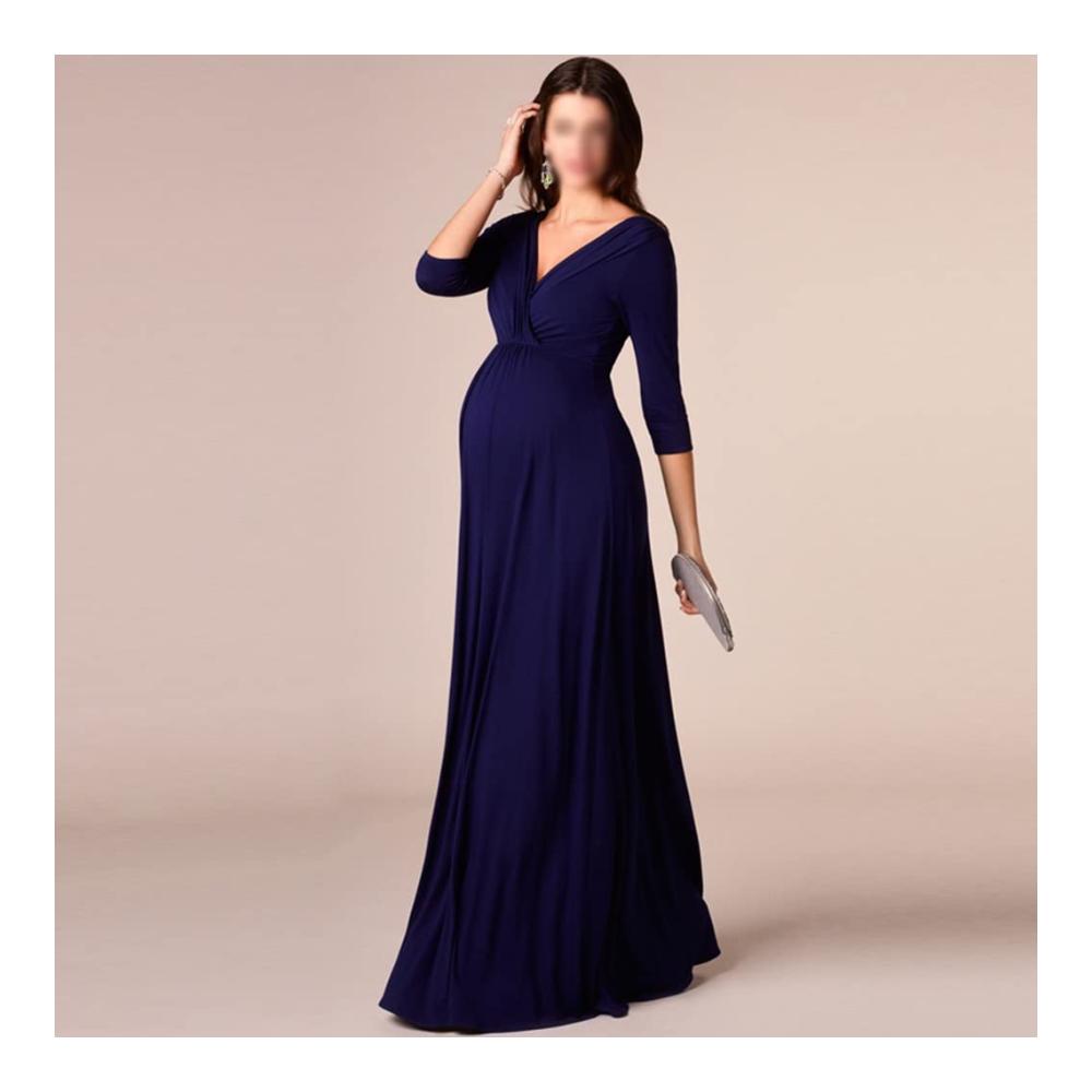 Maxikleid Schwangerschafts-Kleid mit tiefem V-Ausschnitt für Schwangere - Sexy Umstandskleid für Fotoshootings Europäische und Amerikanische Abendmode