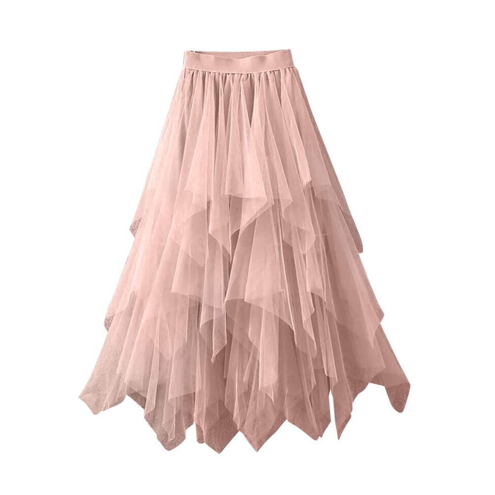 Maxirock Damen Eleganter Tüllrock in Überlagerter Mehrschichtoptik Hohe Taille Elastischer Taillenbund - Perfekter Midirock für Damen im Sommer