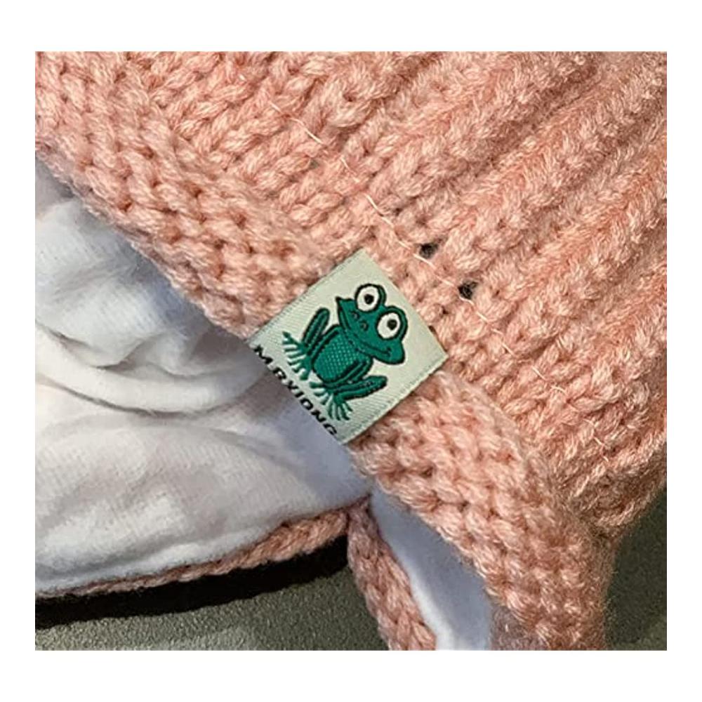 Frosch-Strickmütze für Damen | Grobes Zopfmuster Fleece-gefüttert | Weiche Wintermütze