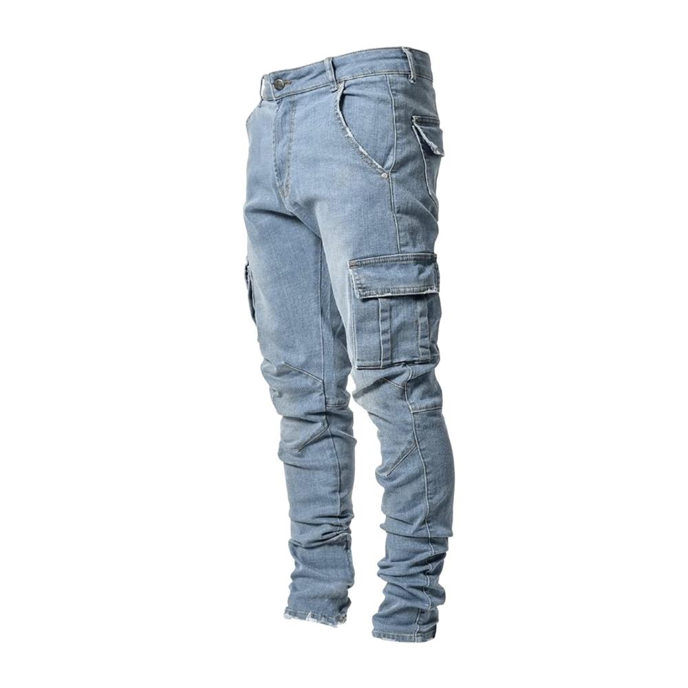 Herren Jeanshose in großen Größen - Stylische Straight Fit Outdoorhose mit Tasche Knöpfen und Slim Fit für bequeme Freizeit