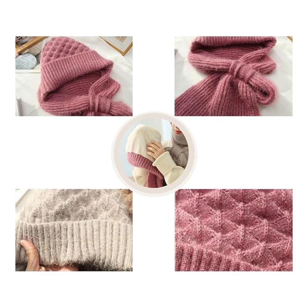 Baseball Caps mit Integriertem Gehörschutz Winddicht 2-in-1 Maskenschal Strickmütze mit Plus Samt Wintermütze mit Dicke Warme Wintermütze und Schal – Perfekte Kombination für Outdoor-Aktivitäten