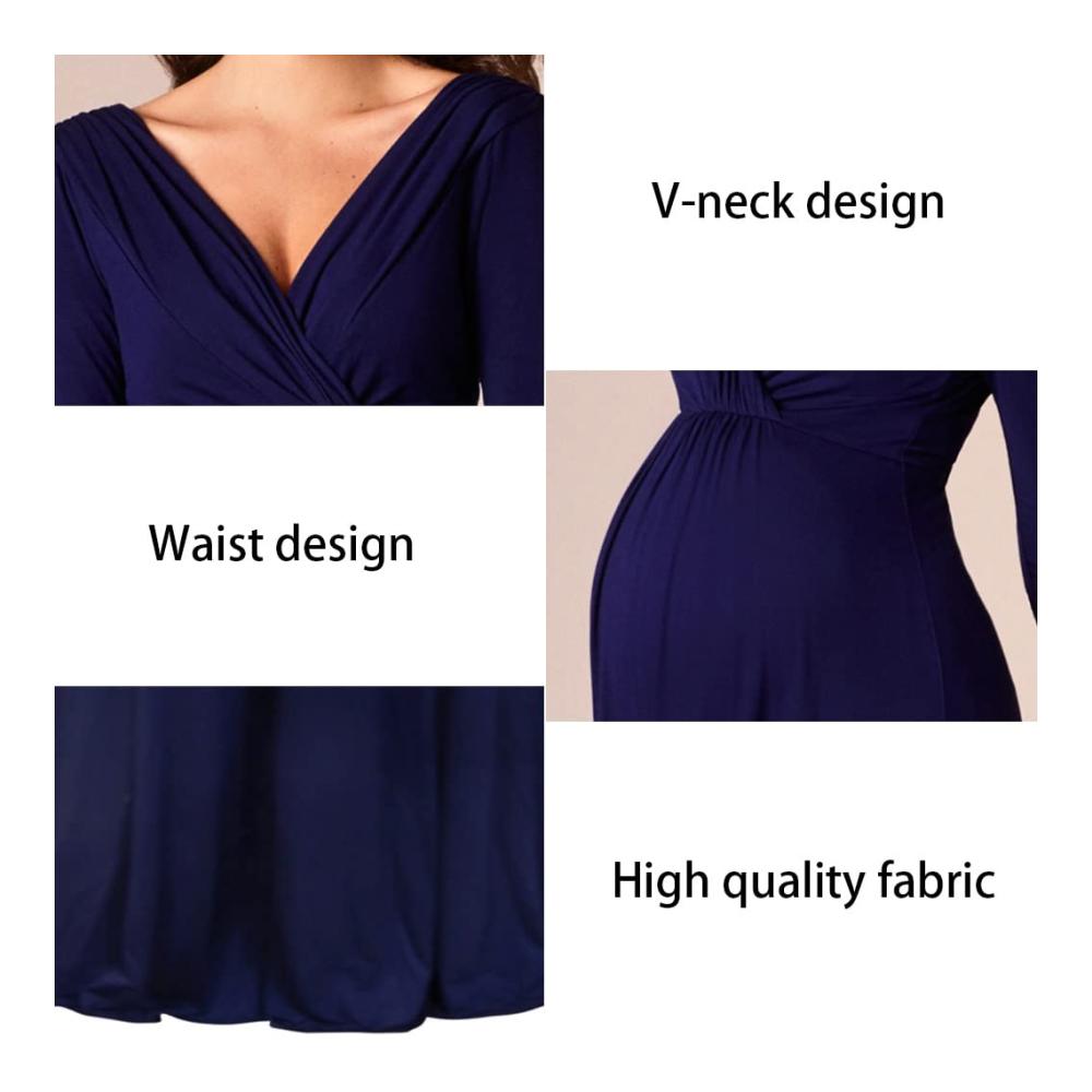Maxikleid Schwangerschafts-Kleid mit tiefem V-Ausschnitt für Schwangere - Sexy Umstandskleid für Fotoshootings Europäische und Amerikanische Abendmode