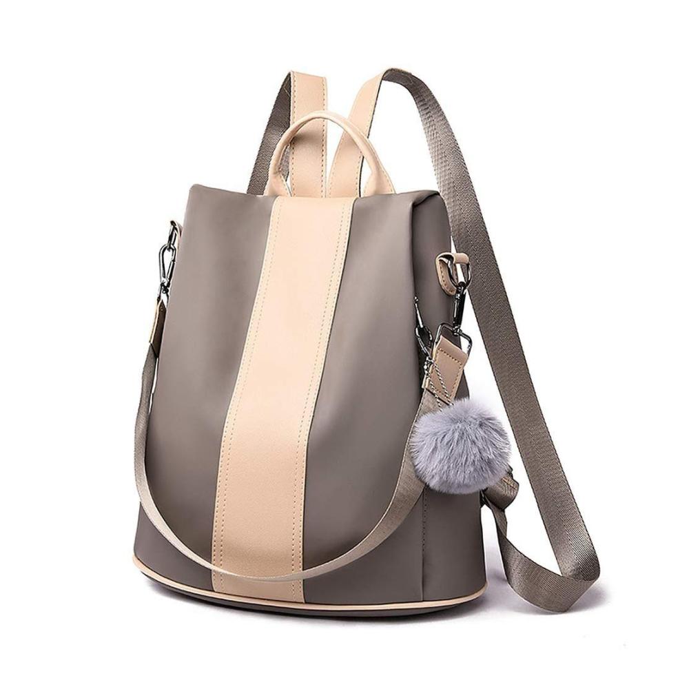 Damen Tagesrucksack - Wasserdichter Nylon Rucksack mit Diebstahlschutz Große Schultasche Handtasche Daypack Umhängetasche Reiserucksack Schulrucksack Backpack in Beige