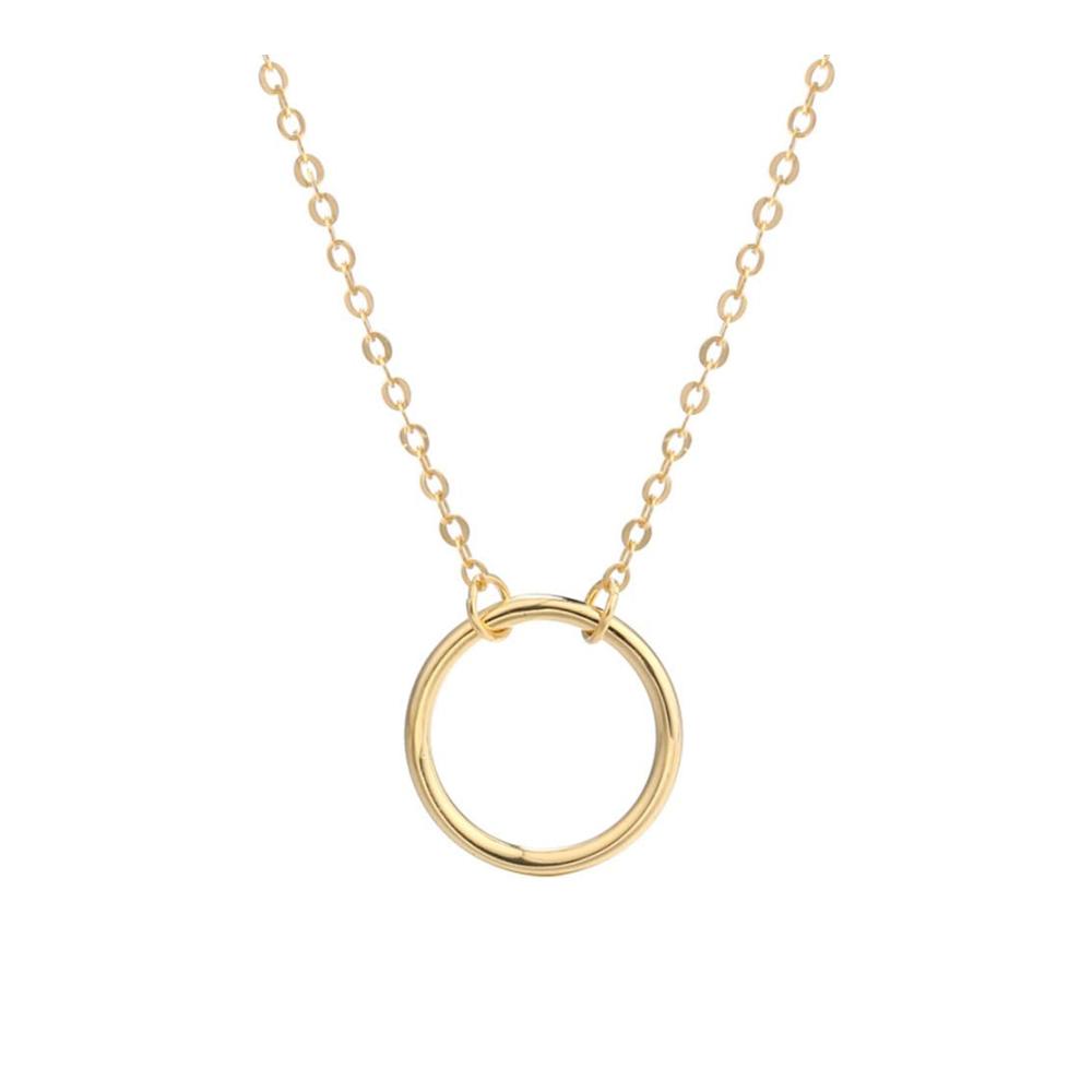 925 Silber Anhänger in Goldoptik für Damenketten - Kreisförmiges Design 46cm Kette inklusive