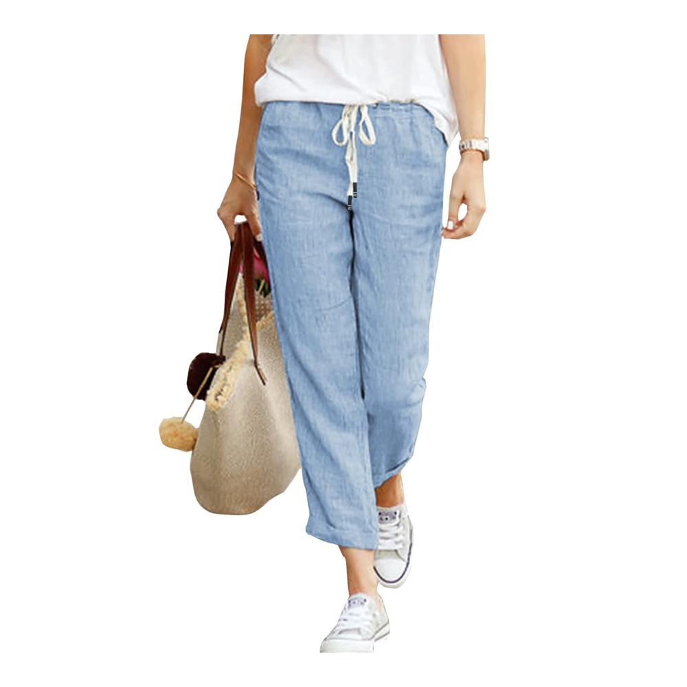 Damen Leinenhose Sommerhose in Einfarbig Loose Fit Casual Style - Bequeme Freizeithose für Strand und Freizeit