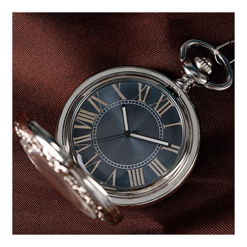 Herren Vintage Taschenuhr - Stilvolles Graues Zifferblatt Automatischer Selbstaufzug Mechanisch SteamPocket Uhr Geschenkuhr für Familie & Dekoration